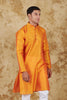Bluesaanchi Banarsi Silk Orange  Kurta Set