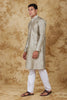 Bluesaanchi Banarsi Silk Silver Kurta Set