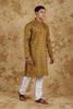 Bluesaanchi Mustard Textured Men's Kurta Set