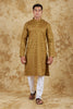 Bluesaanchi Mustard Textured Men's Kurta Set