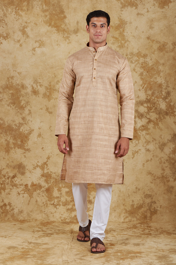 Bluesaanchi Dark Cream Textured Men's Kurta Set