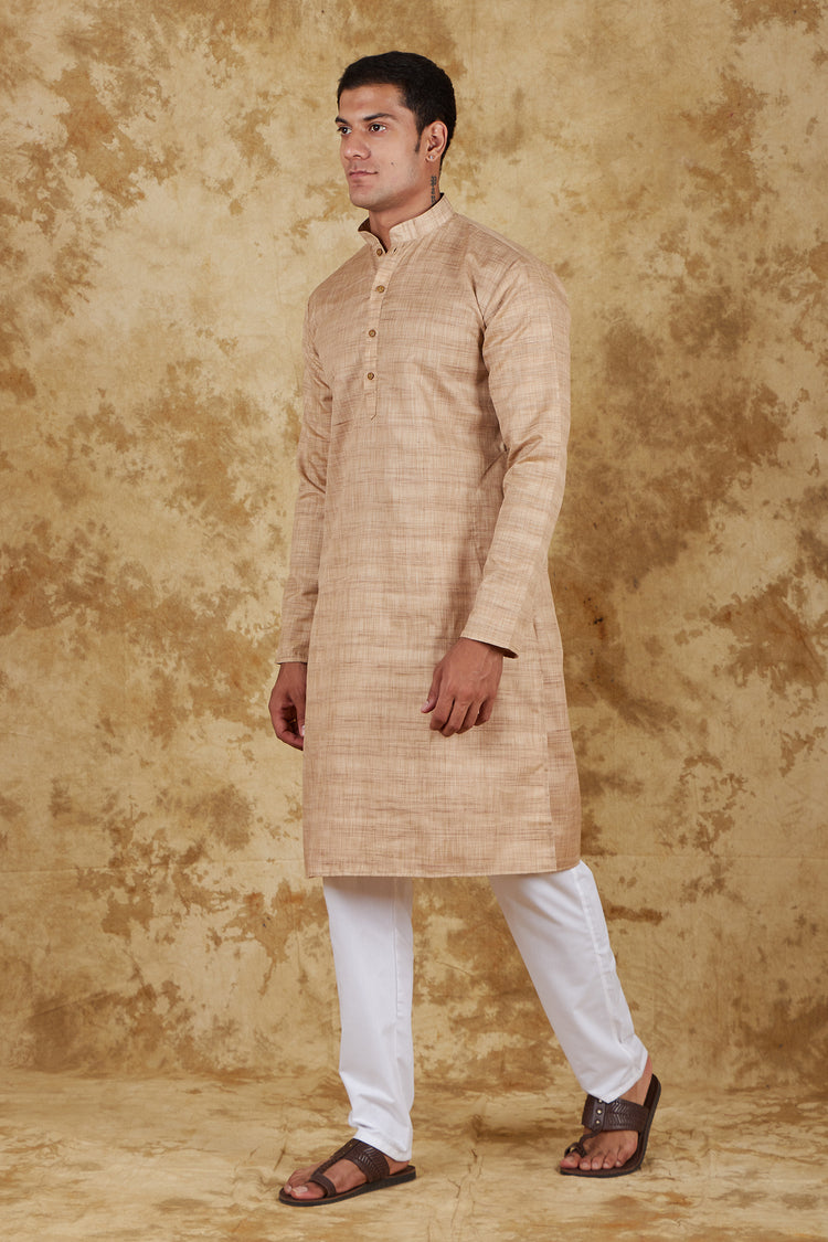 Bluesaanchi Dark Cream Textured Men's Kurta Set