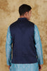 Bluesaanchi Men's Jacquard Blue Waistcoat