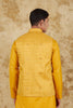 Bluesaanchi Men's Cotton Blend Yellow Mirror Embroidered Waistcoat