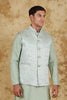 Bluesaanchi Men's Jacquard Green Waistcoat