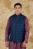 Bluesaanchi Men's Jacquard Blue Waistcoat