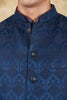 Bluesaanchi Men's Jacquard Blue Waistcoat