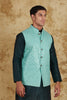 Bluesaanchi Men's Jacquard Mint Green Sequence Waistcoat