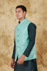 Bluesaanchi Men's Jacquard Mint Green Sequence Waistcoat