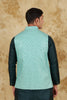 Bluesaanchi Men's Jacquard Mint Green Sequence Waistcoat