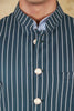 Bluesaanchi Men's Cotton Blend Green Striped Waistcoat