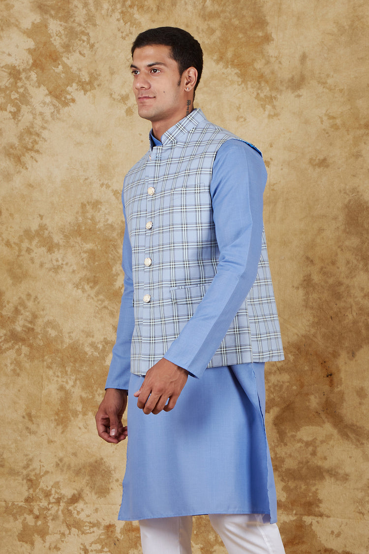 Bluesaanchi Sky Blue Waistcoat set