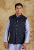 Bluesaanchi Men's Jacquard Blue Waistcoat