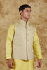 Bluesaanchi Men's Jacquard Yellow Waistcoat