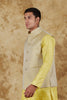 Bluesaanchi Men's Jacquard Yellow Waistcoat