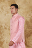 Bluesaanchi Men's Jacquard Pink  Waistcoat