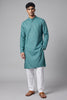 Veshbhoshaa Men's Turquoise Printed Kurta Set