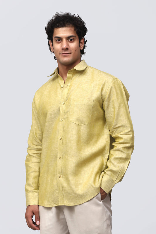 Bluebird Men's 100% Lemon Linen Shirt