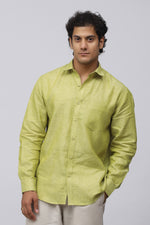 Bluebird Men's 100% Green Linen Shirt