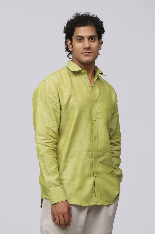 Bluebird Men's 100% Green Linen Shirt