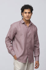 Bluebird Men's 100% Purple Linen Shirt