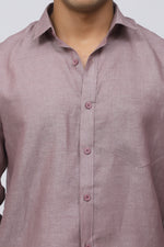 Bluebird Men's 100% Purple Linen Shirt