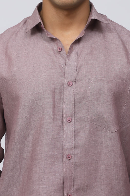 Bluebird Men's 100% Purple Linen Shirt