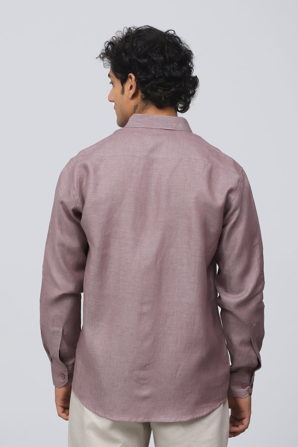 Bluebird Men's 100% Purple Linen Shirt