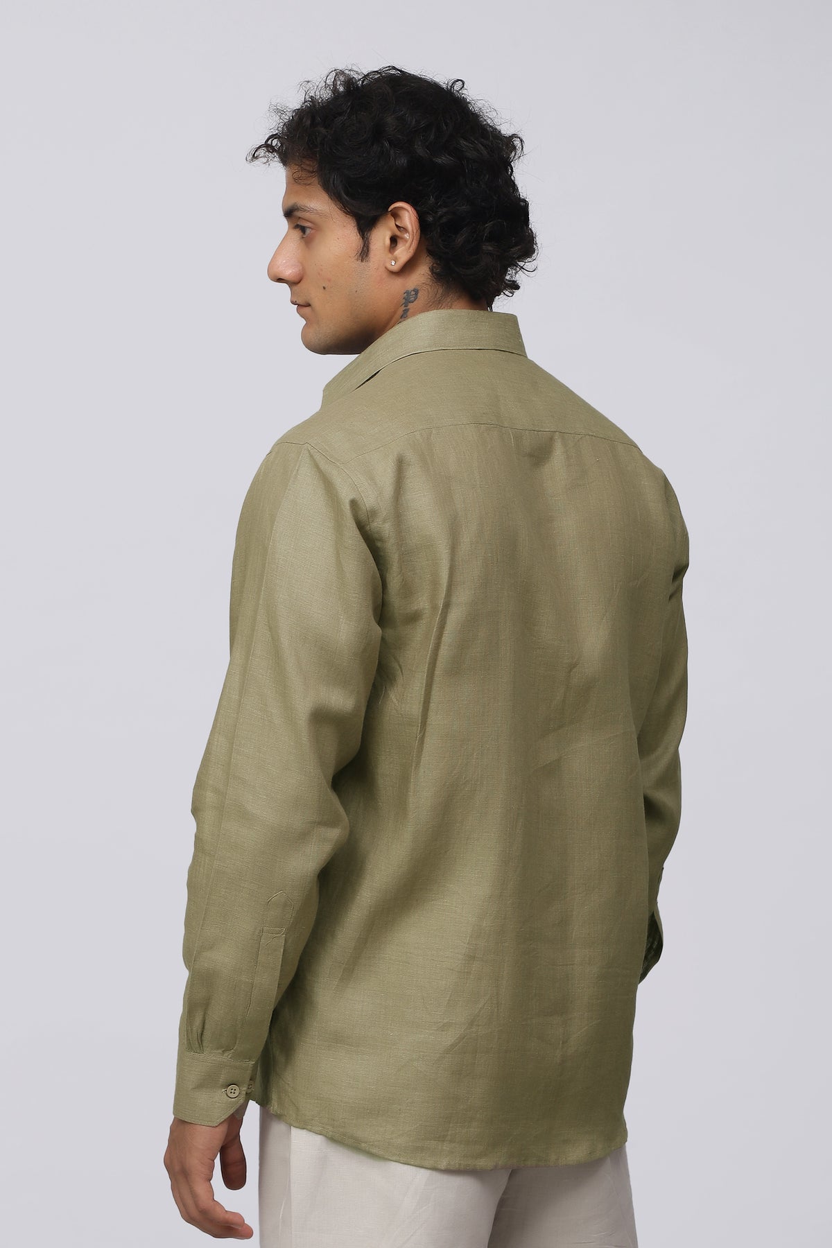 Bluebird Men's 100% Brown Linen Shirt
