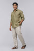 Bluebird Men's 100% Brown Linen Shirt