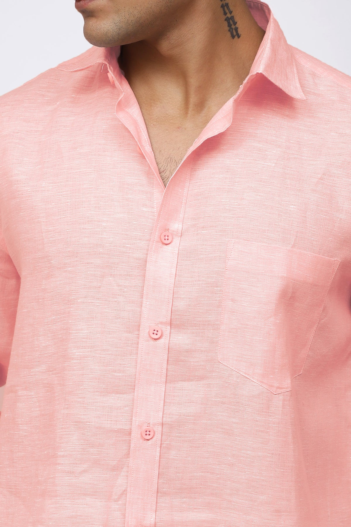 Bluebird Men's 100% Pink Linen Shirt