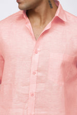 Bluebird Men's 100% Pink Linen Shirt