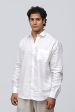 Bluebird Men's 100% White Linen Shirt