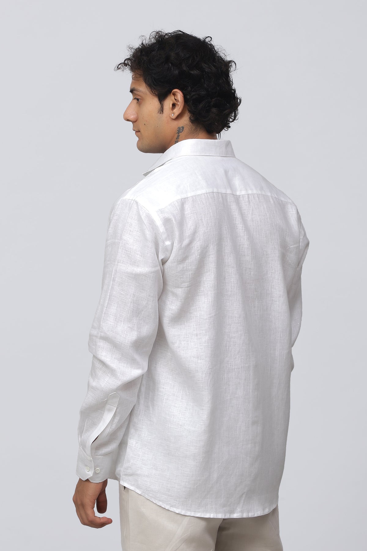 Bluebird Men's 100% White Linen Shirt