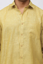 Bluebird Men's 100% Beige Linen Shirt