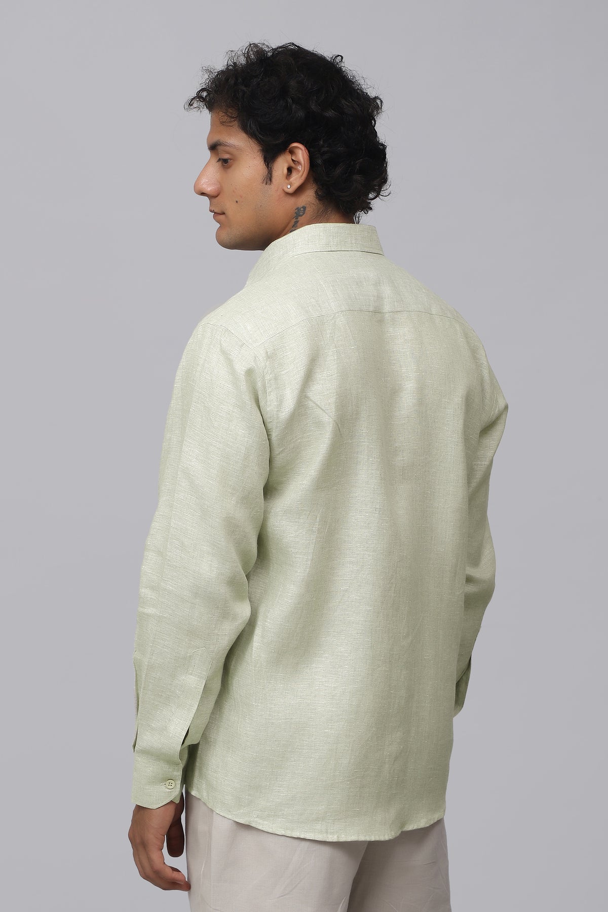 Bluebird Men's 100% Olive Linen Shirt