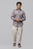 Bluebird Men's Light Purple Satin Printed Shirt