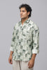 Bluebird Men's Linen Green Printed Shirt