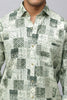 Bluebird Men's Linen Green Printed Shirt