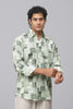 Bluebird Men's Linen Green Printed Shirt