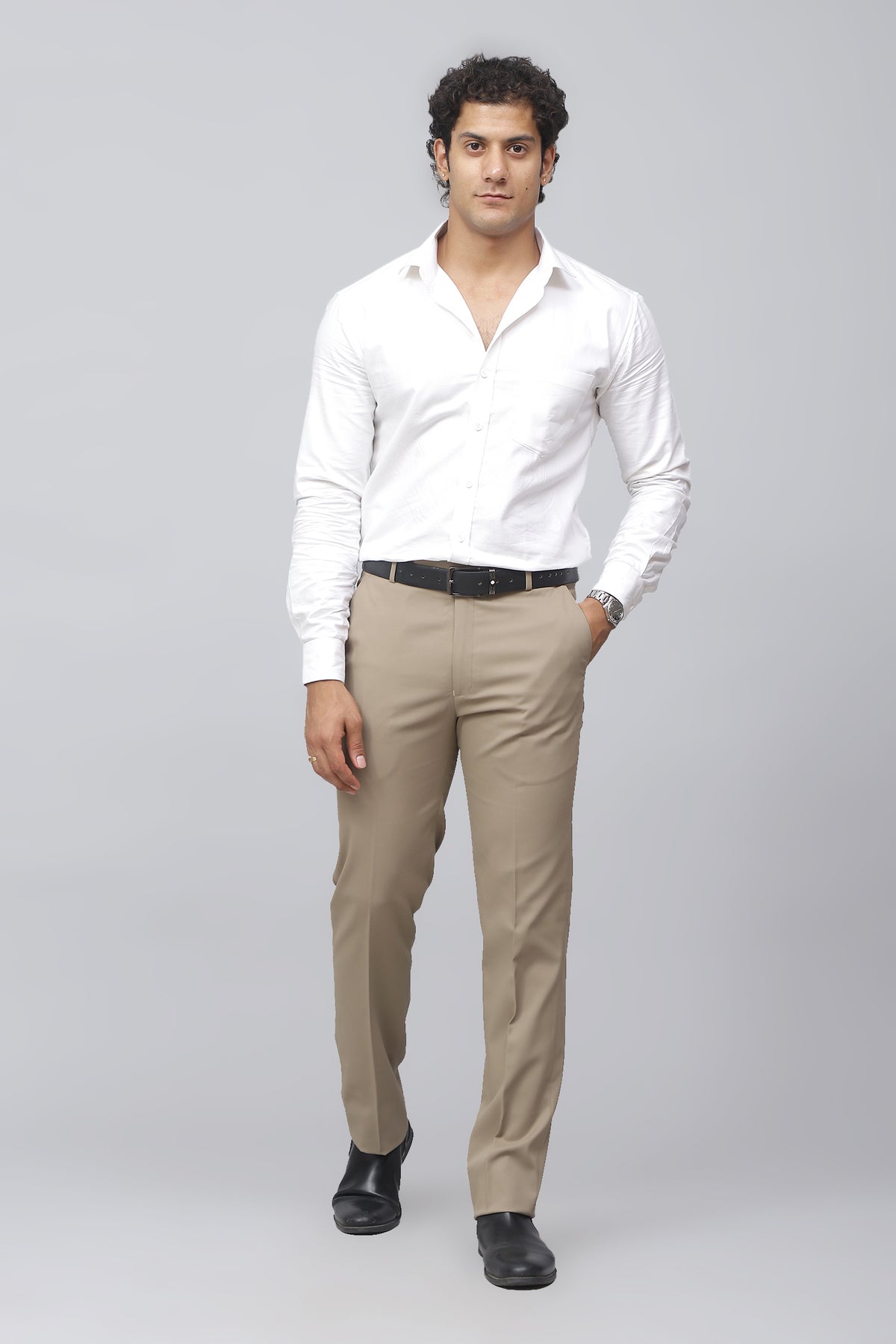 Bluebird Men's Refined Light Latte Business Formal Trousers