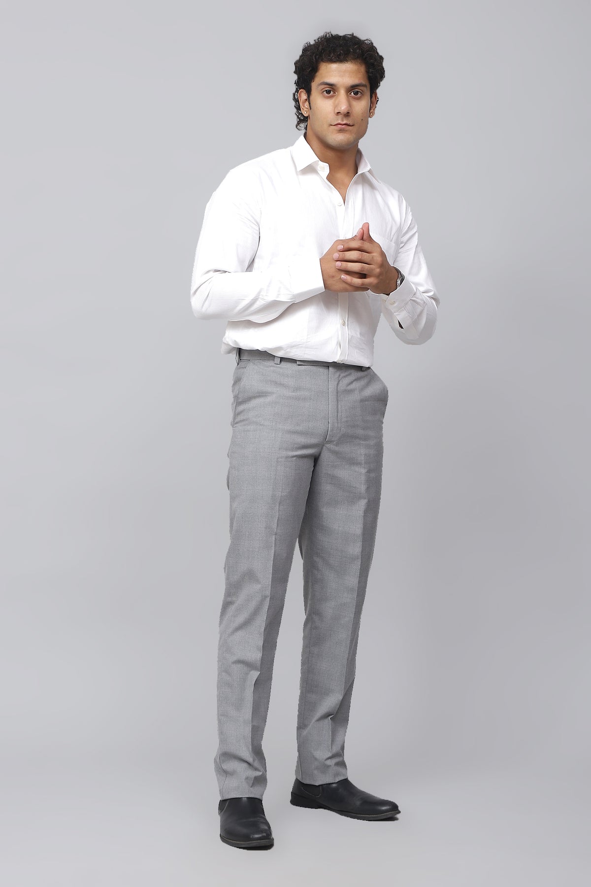 Bluebird Men's Classy Pewter Grey Stretch Band Trousers