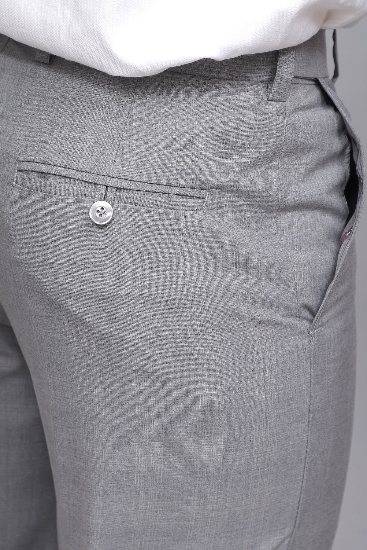Bluebird Men's Classy Pewter Grey Stretch Band Trousers