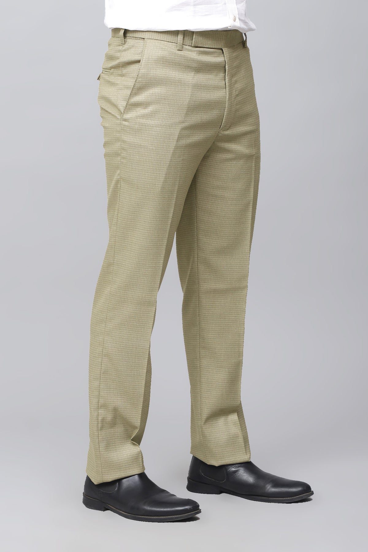 Bluebird Men's Elegant Cream Stretch Band Trousers