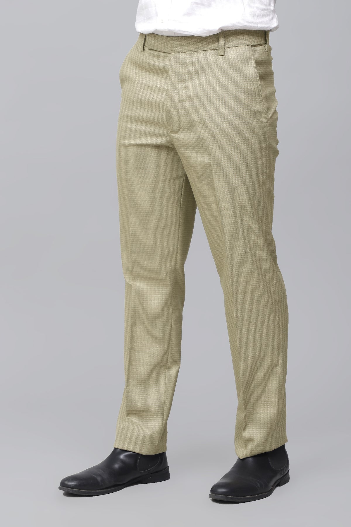 Bluebird Men's Elegant Cream Stretch Band Trousers