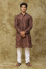 Bluesaanchi Men's Chikankari Embroidered Kurta Set - Brown