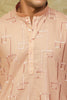 Bluesaanchi Men's Cotton Zari Embroidered Kurta Set - Peach Cream