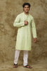 Bluesaanchi Men's Chikankari Embroidered Kurta Set - Lemon Yellow