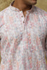 Bluesaanchi Men's Chikankari Embroidered Kurta Set - White & Pink