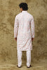 Bluesaanchi Men's Chikankari Embroidered Kurta Set - White & Pink